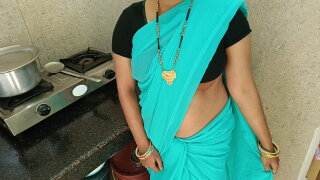 cute saree bhabhi gets naughty with her devar for rough and hard anal sex after ice massage on her back in Hindi 