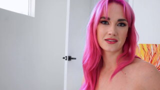 Curvy girl spreads legs and gets a hard cock in POV video 