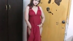 INDIAN AMATEUR WIFE SONIA STRIPPING NAKED IN SEXY RED NIGHTY DANCING 