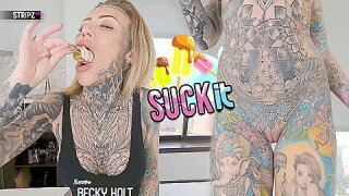 Suck It - Full Body Tattoo Alt Girl Stripping With Becky Holt 